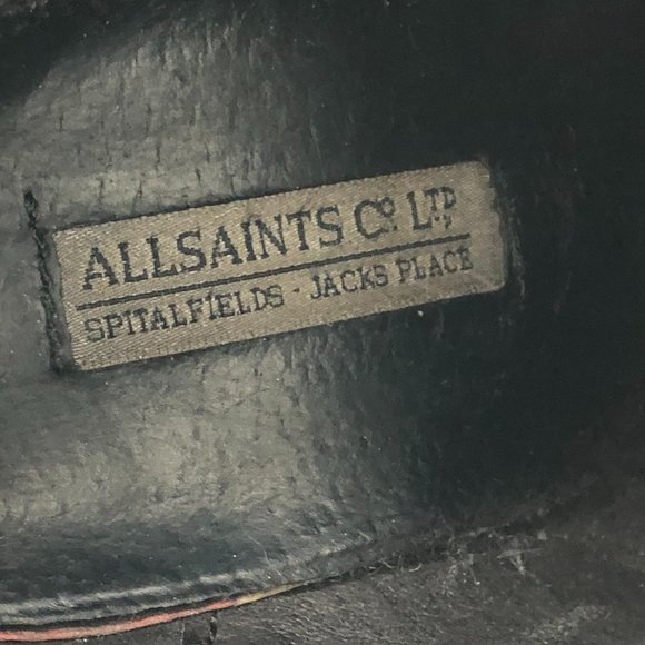 Allsaints jules Block heeled black Leather biker boots in EU 39 buckle wrap - Picture 10 of 16